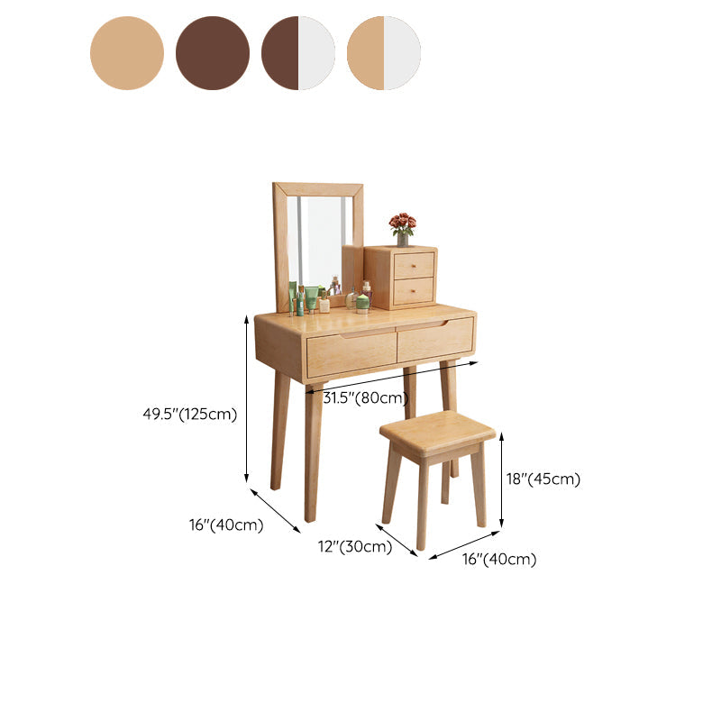 4 laden ijdelheid set 15,74 "brede massief houten make-up ijdelheid met ontlasting