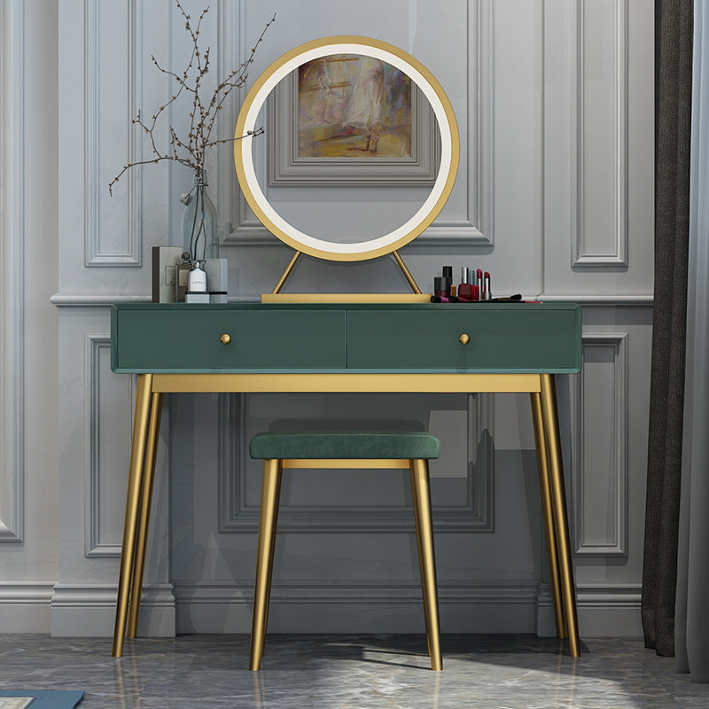 15.74" Wide Green Makeup Vanity Desk  Glam Vanity Tables with 2 Drawers