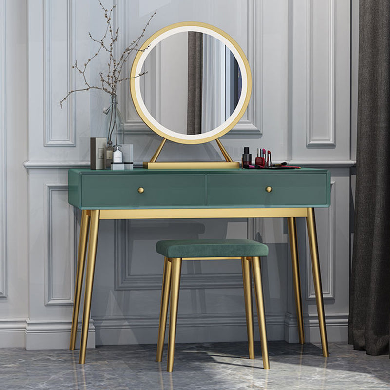 15.74" Wide Green Makeup Vanity Desk  Glam Vanity Tables with 2 Drawers