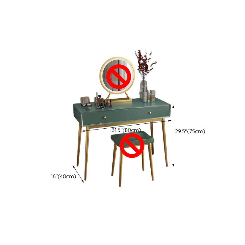 15.74" Wide Green Makeup Vanity Desk  Glam Vanity Tables with 2 Drawers