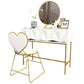 15.74" Wide Glam Makeup Vanity Desk Bright White Vanity Tables with 2 Storage Drawers