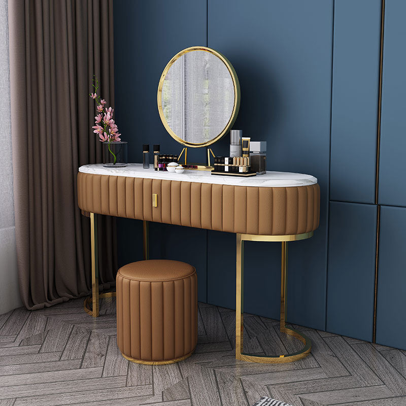 Stone Top Glam ijdelheid tafel met metalen basismake -upkruidtafel