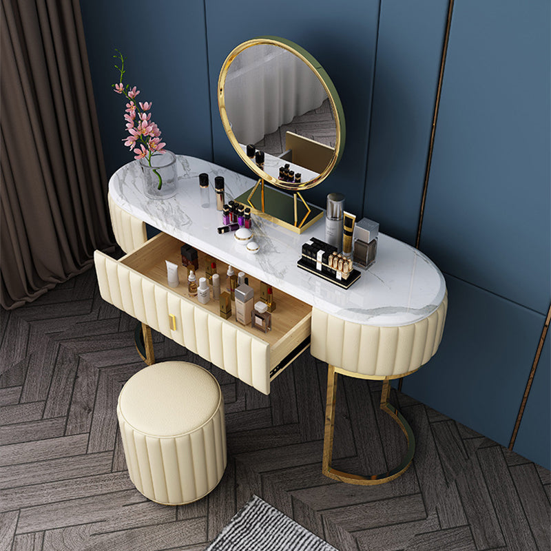 Stone Top Glam ijdelheid tafel met metalen basismake -upkruidtafel