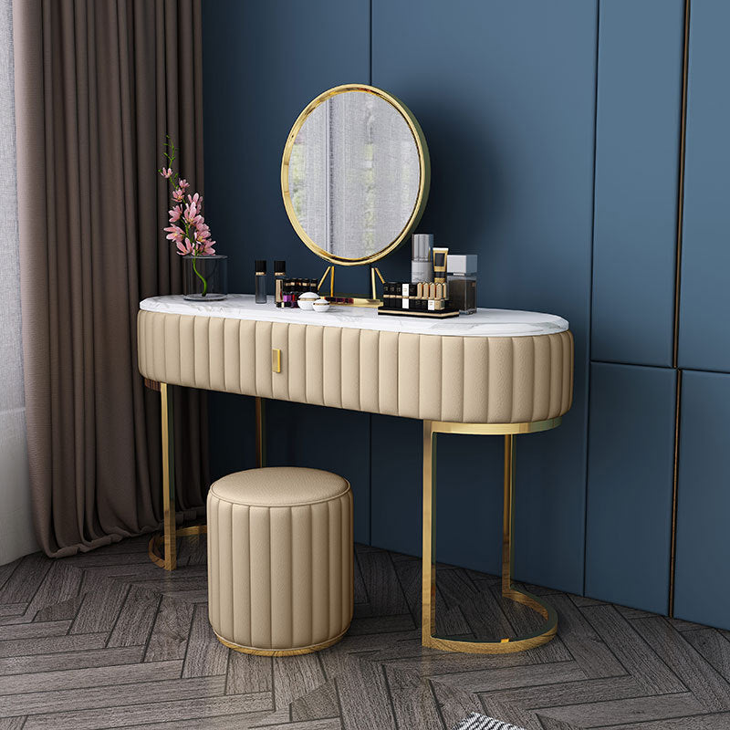 Stone Top Glam ijdelheid tafel met metalen basismake -upkruidtafel