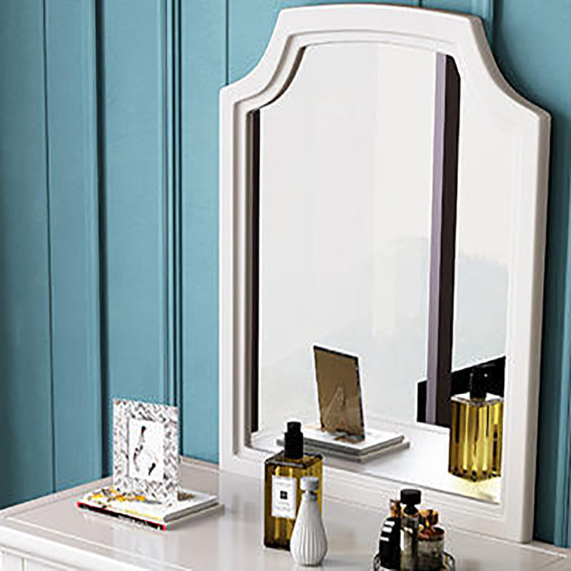 Rubberwood Victorian Dressing Table Stool Set with 2 Drawers and Mirror