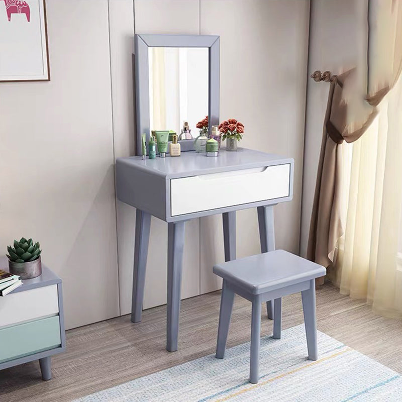 15.74 "Tocador de tocador ancho con cajón de tocador de maquillaje de madera maciza con espejo y taburetes