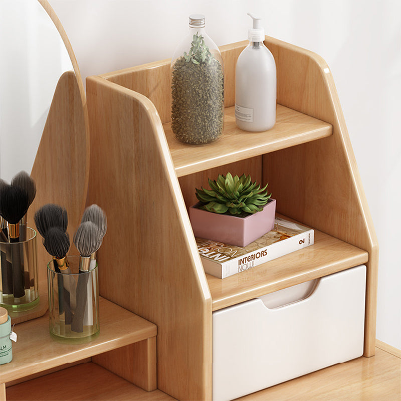 Tavolo da toeletta da vanità tradizionale set di tavoli da trucco per vanità in legno massiccio con specchio