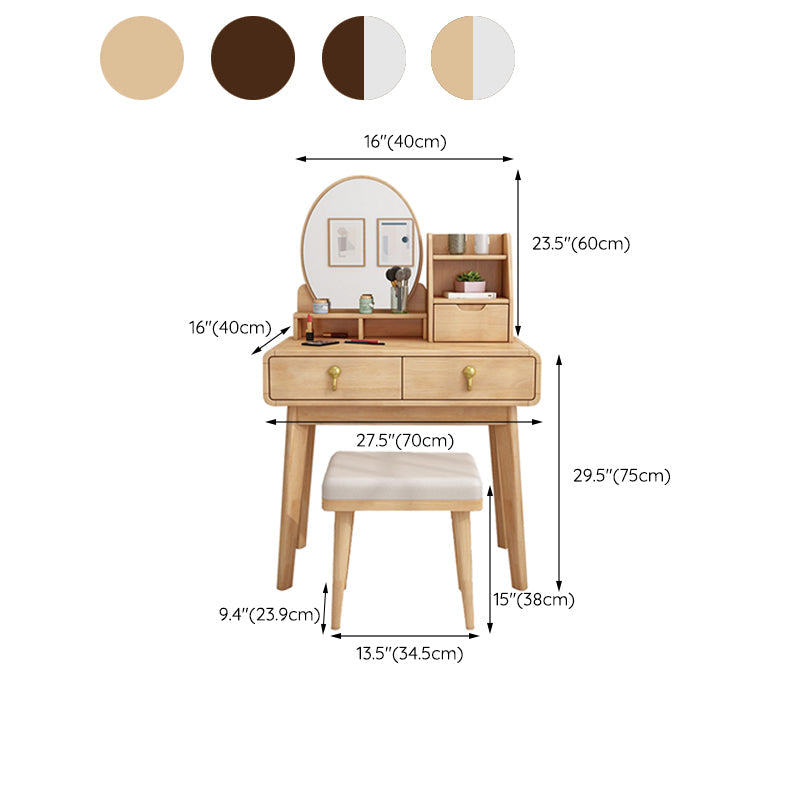Tavolo da toeletta da vanità tradizionale set di tavoli da trucco per vanità in legno massiccio con specchio