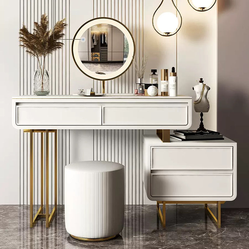 Glam Style White Gold Dresser Bedroom with Drawer Standing Make-up Vanity Clearhalo 'Bedroom Furniture' 'furn' 'furn_makeup_vanities' 'Furniture' 'Makeup Vanities' 'makeup_vanities' 6435906