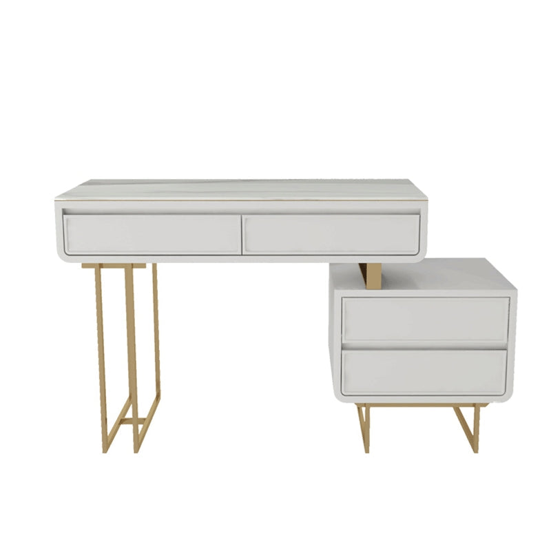 Glam Style White Gold Dresser Bedroom with Drawer Standing Make-up Vanity Clearhalo 'Bedroom Furniture' 'furn' 'furn_makeup_vanities' 'Furniture' 'Makeup Vanities' 'makeup_vanities' 6435910