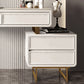 Camera da letto in oro bianco in stile glam con cassetto in piedi vanità per trucco