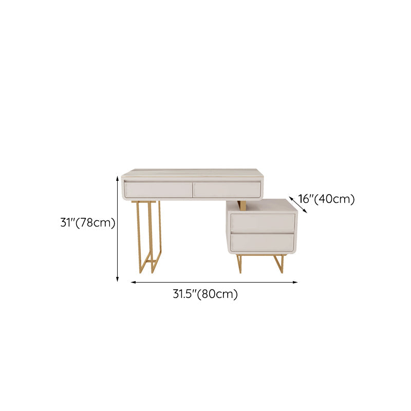 Glam Style White Gold Dresser Bedroom with Drawer Standing Make-up Vanity Clearhalo 'Bedroom Furniture' 'furn' 'furn_makeup_vanities' 'Furniture' 'Makeup Vanities' 'makeup_vanities' 6435918
