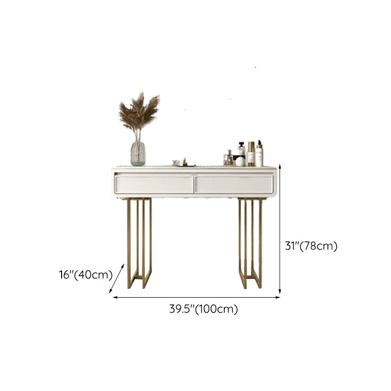 Camera da letto in oro bianco in stile glam con cassetto in piedi vanità per trucco