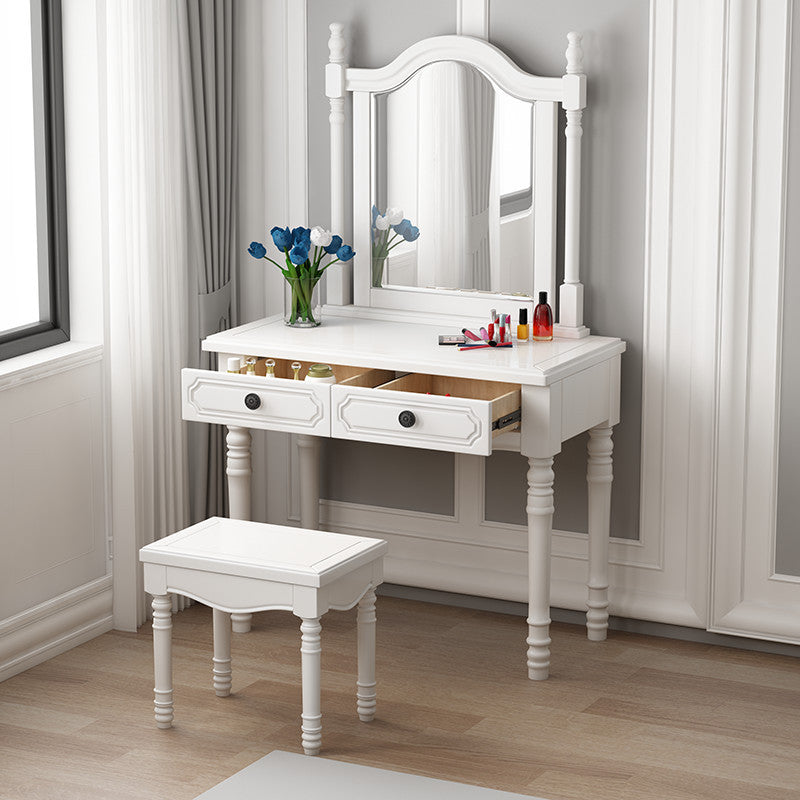 Sgabello da toep da trucco in legno massiccio vittoriano con specchio