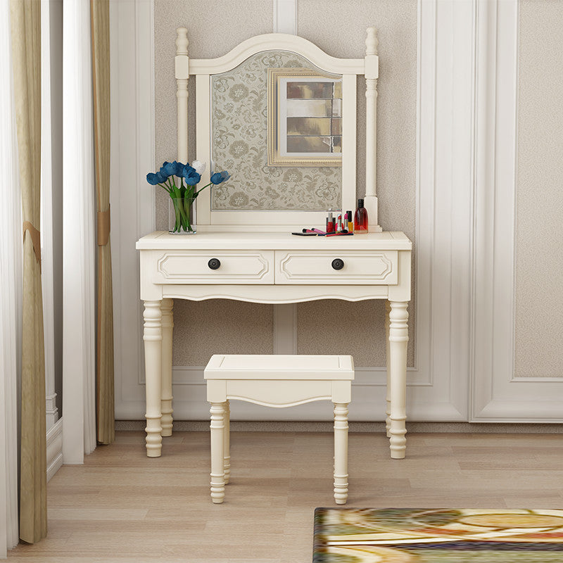 Sgabello da toep da trucco in legno massiccio vittoriano con specchio