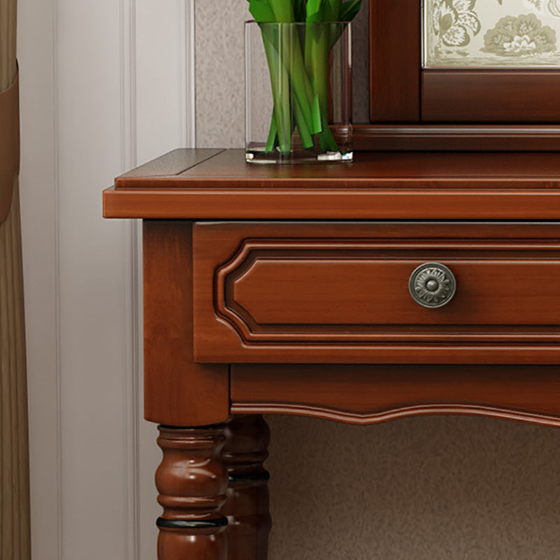 Sgabello da toep da trucco in legno massiccio vittoriano con specchio