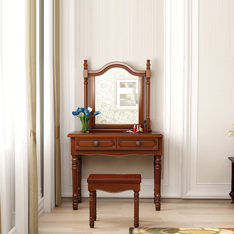 Sgabello da toep da trucco in legno massiccio vittoriano con specchio