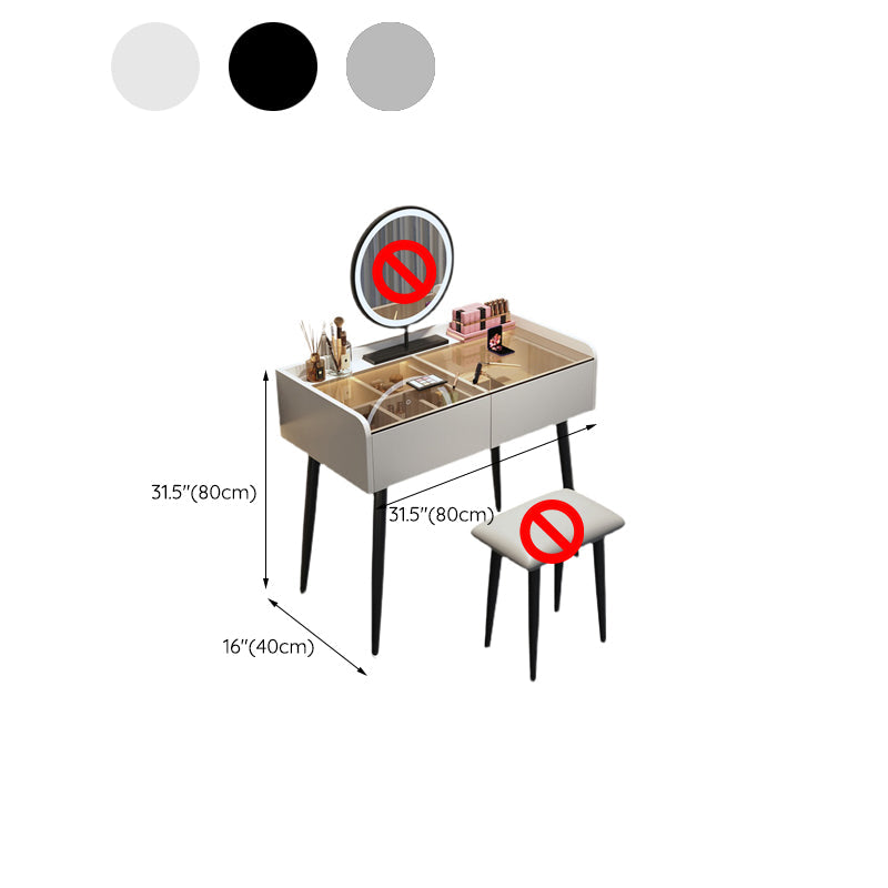 Contemporary Vanity Table and Stool Set Glass Top Vanity Dressing Table