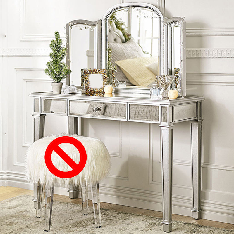 17.71 "3つのストレージ引き出し付きガラスメイクアップ虚栄心を備えた幅のスライバーバニティセット