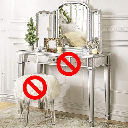 17.71 "3つのストレージ引き出し付きガラスメイクアップ虚栄心を備えた幅のスライバーバニティセット