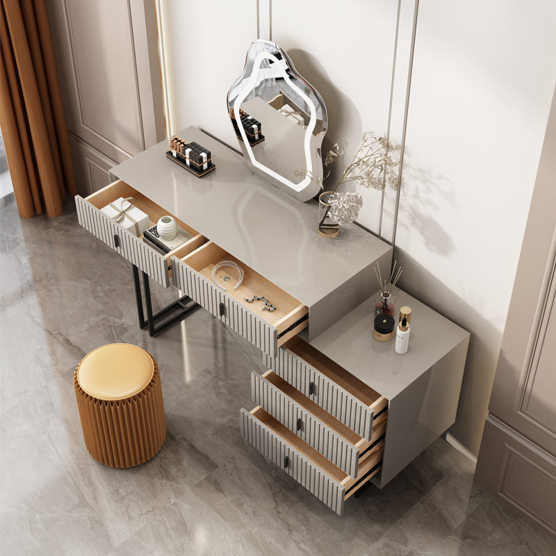 15.74" Wide Vanity Set with 5 Drawer Gray Wood Make-up Vanity