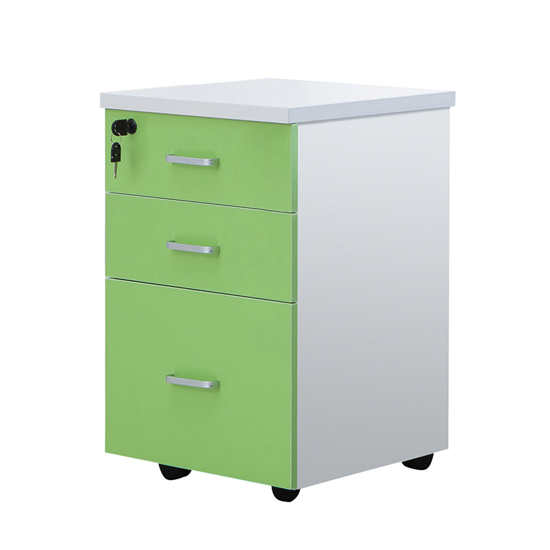 Contemporary File Cabinets Solid Wood Frame Key Lock File Pedestal Green Clearhalo 'Filing Cabinets' 'filling_cabinets' 'furn' 'furn_filling_cabinets' 'Furniture' 'Office Furniture' 6436050