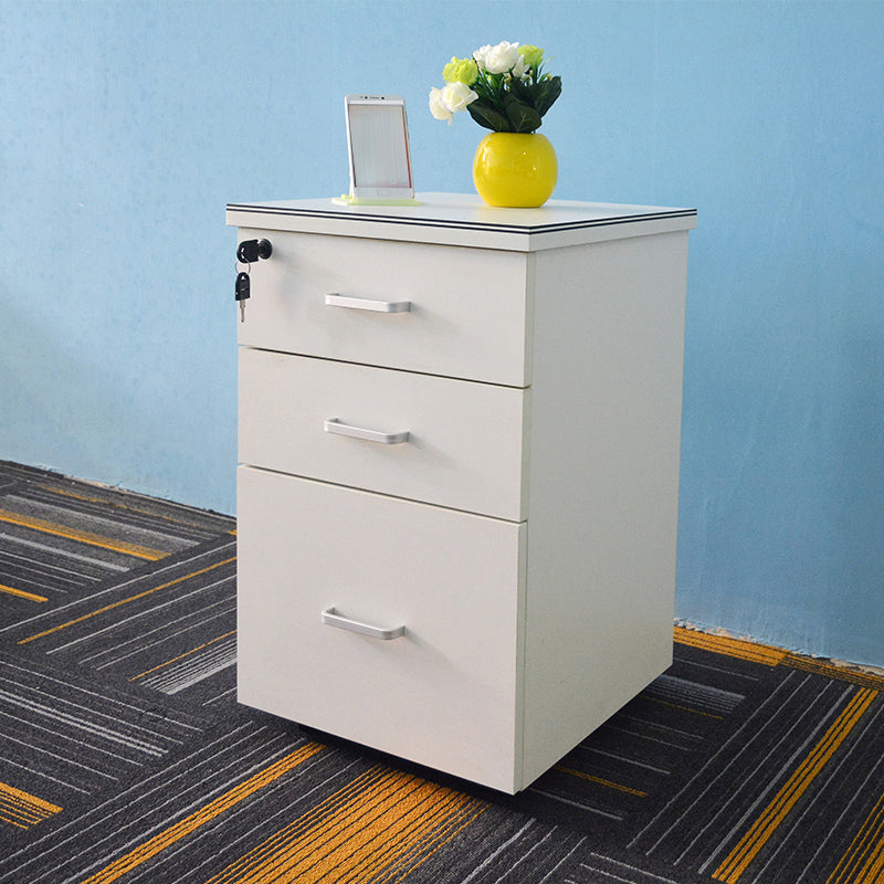 Contemporary File Cabinets Solid Wood Frame Key Lock File Pedestal White Clearhalo 'Filing Cabinets' 'filling_cabinets' 'furn' 'furn_filling_cabinets' 'Furniture' 'Office Furniture' 6436051