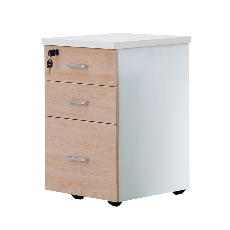 Contemporary File Cabinets Solid Wood Frame Key Lock File Pedestal Natural Clearhalo 'Filing Cabinets' 'filling_cabinets' 'furn' 'furn_filling_cabinets' 'Furniture' 'Office Furniture' 6436052