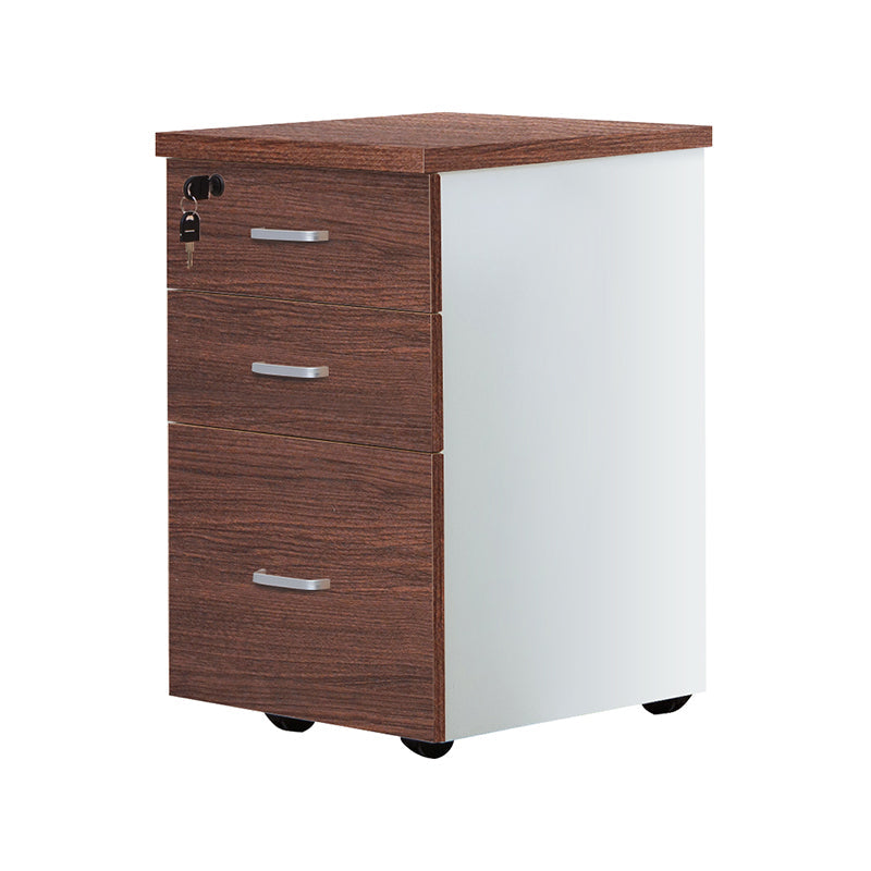 Contemporary File Cabinets Solid Wood Frame Key Lock File Pedestal Walnut Clearhalo 'Filing Cabinets' 'filling_cabinets' 'furn' 'furn_filling_cabinets' 'Furniture' 'Office Furniture' 6436056