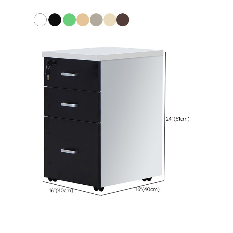 Contemporary File Cabinets Solid Wood Frame Key Lock File Pedestal Clearhalo 'Filing Cabinets' 'filling_cabinets' 'furn' 'furn_filling_cabinets' 'Furniture' 'Office Furniture' 6436059
