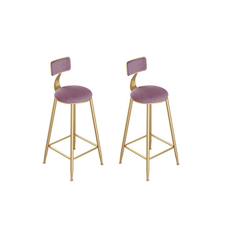 Glam 1/2/3 Pieces Bar Table Set Rectangle Bar Table with Metal High Stools Pink 30"H Stools (Set of 2) Clearhalo 'Bar Furniture' 'furn' 'furn_home_bar_bar_sets' 'Furniture' 'Home Bars & Bar Sets' 'home_bar_bar_sets' 'Kitchen & Dining Furniture' 6436225