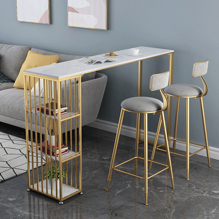 Glam 1/2/3 Pieces Bar Table Set Rectangle Bar Table with Metal High Stools Clearhalo 'Bar Furniture' 'furn' 'furn_home_bar_bar_sets' 'Furniture' 'Home Bars & Bar Sets' 'home_bar_bar_sets' 'Kitchen & Dining Furniture' 6436226