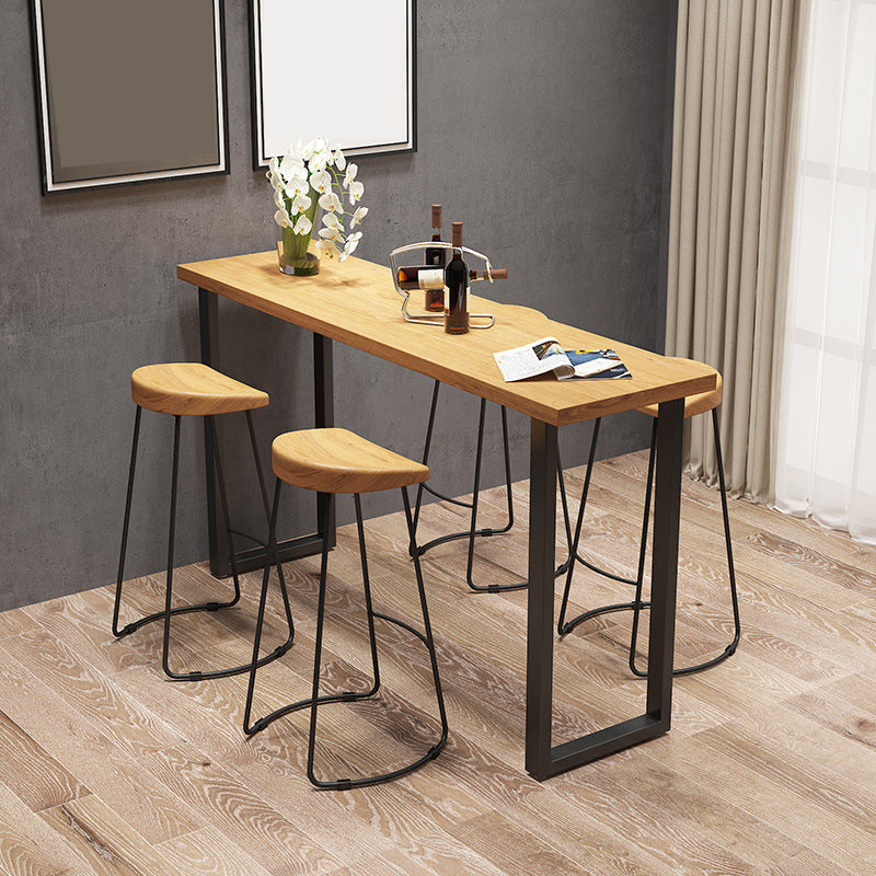 Modern 1/4/5 Pieces Bar Table Set Rectangle Wood Counter Table with High Stools for Cafe 5 Pieces: Table, 4 Stools Clearhalo 'Bar Furniture' 'furn' 'furn_home_bar_bar_sets' 'Furniture' 'Home Bars & Bar Sets' 'home_bar_bar_sets' 'Kitchen & Dining Furniture' 6436267
