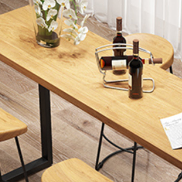Modern 1/4/5 Pieces Bar Table Set Rectangle Wood Counter Table with High Stools for Cafe Clearhalo 'Bar Furniture' 'furn' 'furn_home_bar_bar_sets' 'Furniture' 'Home Bars & Bar Sets' 'home_bar_bar_sets' 'Kitchen & Dining Furniture' 6436273