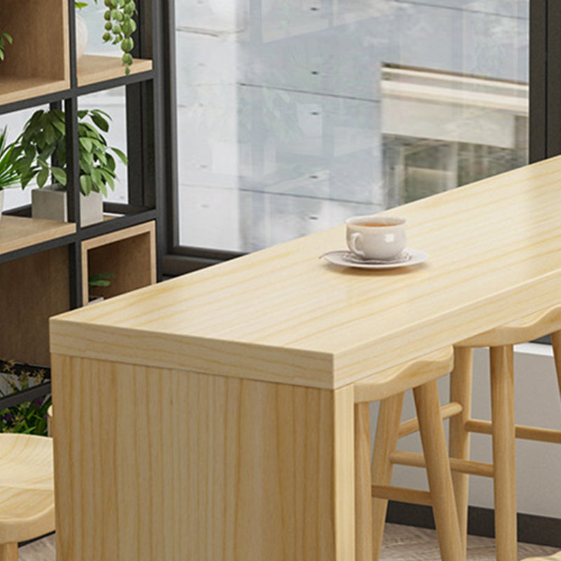 Juego de mesa de bar contemporánea de 1/2/5/9 piezas, mesa de bar rectangular de madera con taburetes altos