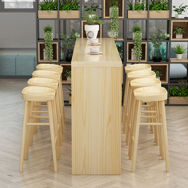 Juego de mesa de bar contemporánea de 1/2/5/9 piezas, mesa de bar rectangular de madera con taburetes altos