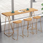 Rectangle Wood Bar Table with High Metal Stools Glam Style 1/2/4 Pieces Bar Table Set 4 Pieces: Table, 3 Stools Clearhalo 'Bar Furniture' 'furn' 'furn_home_bar_bar_sets' 'Furniture' 'Home Bars & Bar Sets' 'home_bar_bar_sets' 'Kitchen & Dining Furniture' 6436359