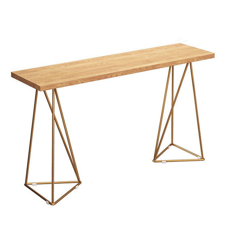 Rectangle Wood Bar Table with High Metal Stools Glam Style 1/2/4 Pieces Bar Table Set Wood 94"L x 16"W Clearhalo 'Bar Furniture' 'furn' 'furn_home_bar_bar_sets' 'Furniture' 'Home Bars & Bar Sets' 'home_bar_bar_sets' 'Kitchen & Dining Furniture' 6436362