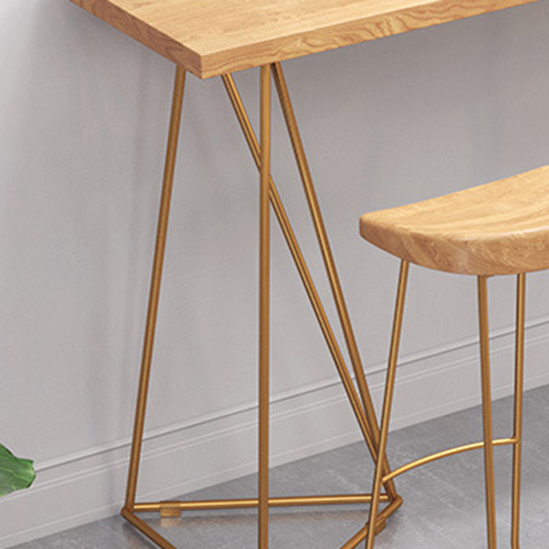 Rectangle Wood Bar Table with High Metal Stools Glam Style 1/2/4 Pieces Bar Table Set Clearhalo 'Bar Furniture' 'furn' 'furn_home_bar_bar_sets' 'Furniture' 'Home Bars & Bar Sets' 'home_bar_bar_sets' 'Kitchen & Dining Furniture' 6436364