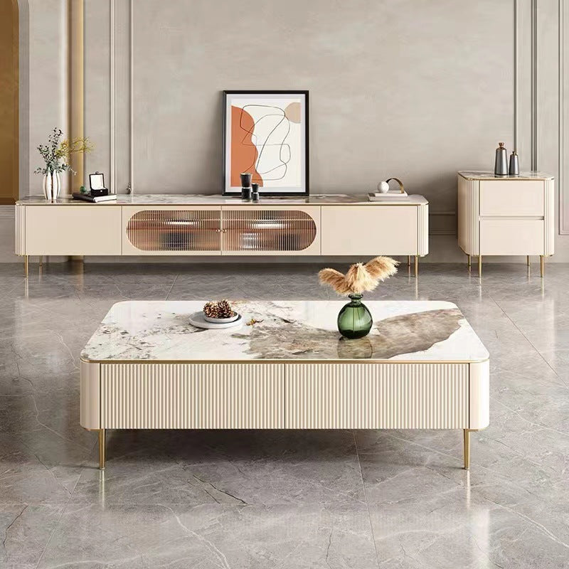 Stone Media Console Enclosed Storage TV Stand Console for Living Room Clearhalo 'furn' 'furn_tv_stands_entertainment_centers' 'Furniture' 'Living Room Furniture' 'TV Stands & Entertainment Centers' 'TV Stands & Media Storage Furniture' 'tv_stands_entertainment_centers' 6439319
