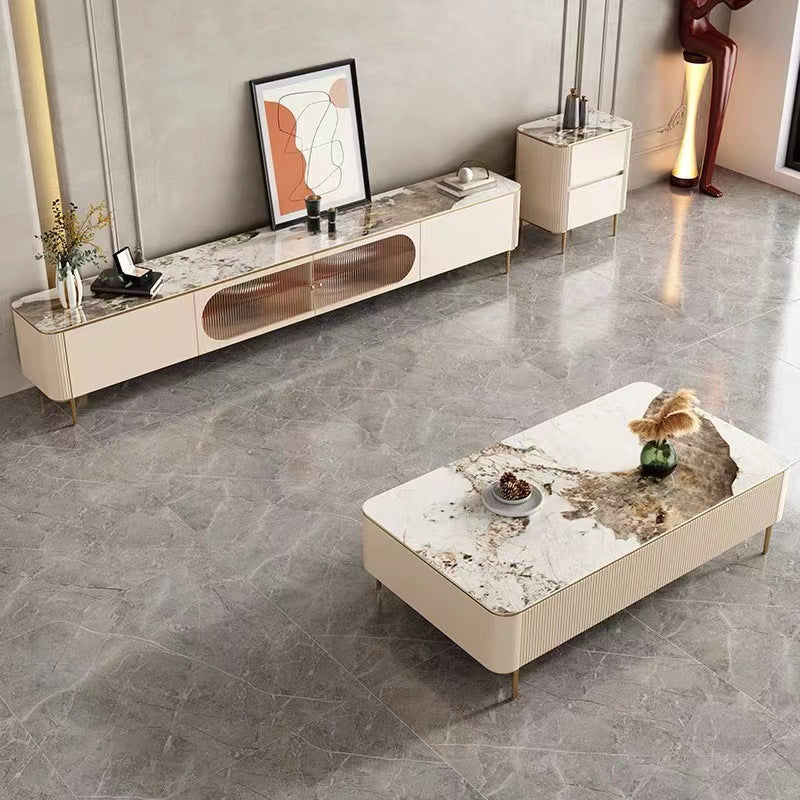 Stone Media Console Enclosed Storage TV Stand Console for Living Room Clearhalo 'furn' 'furn_tv_stands_entertainment_centers' 'Furniture' 'Living Room Furniture' 'TV Stands & Entertainment Centers' 'TV Stands & Media Storage Furniture' 'tv_stands_entertainment_centers' 6439320
