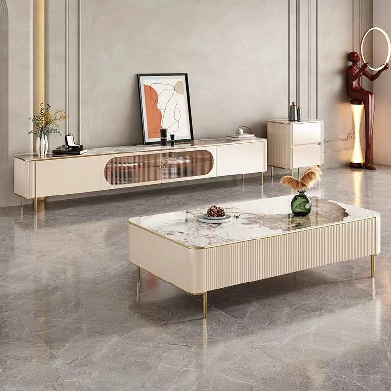Stone Media Console Enclosed Storage TV Stand Console for Living Room Clearhalo 'furn' 'furn_tv_stands_entertainment_centers' 'Furniture' 'Living Room Furniture' 'TV Stands & Entertainment Centers' 'TV Stands & Media Storage Furniture' 'tv_stands_entertainment_centers' 6439321