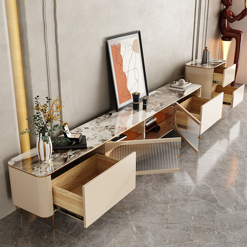 Stone Media Console Enclosed Storage TV Stand Console for Living Room Clearhalo 'furn' 'furn_tv_stands_entertainment_centers' 'Furniture' 'Living Room Furniture' 'TV Stands & Entertainment Centers' 'TV Stands & Media Storage Furniture' 'tv_stands_entertainment_centers' 6439328