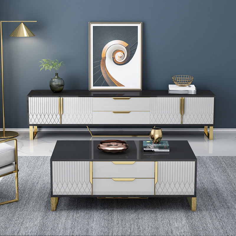 Enclosed Storage TV Media Stand Glam TV Stand Console for Living Room Clearhalo 'furn' 'furn_tv_stands_entertainment_centers' 'Furniture' 'Living Room Furniture' 'TV Stands & Entertainment Centers' 'TV Stands & Media Storage Furniture' 'tv_stands_entertainment_centers' 6439346