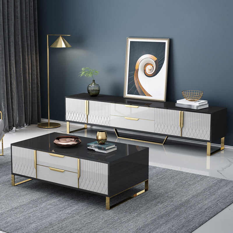 Enclosed Storage TV Media Stand Glam TV Stand Console for Living Room Clearhalo 'furn' 'furn_tv_stands_entertainment_centers' 'Furniture' 'Living Room Furniture' 'TV Stands & Entertainment Centers' 'TV Stands & Media Storage Furniture' 'tv_stands_entertainment_centers' 6439347