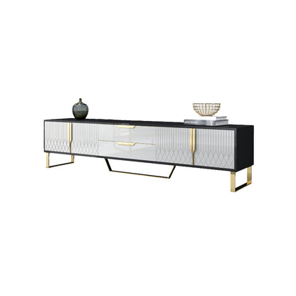 Enclosed Storage TV Media Stand Glam TV Stand Console for Living Room 71"L x 16"W x 19"H Clearhalo 'furn' 'furn_tv_stands_entertainment_centers' 'Furniture' 'Living Room Furniture' 'TV Stands & Entertainment Centers' 'TV Stands & Media Storage Furniture' 'tv_stands_entertainment_centers' 6439350