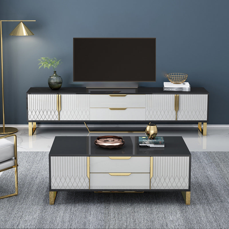 Enclosed Storage TV Media Stand Glam TV Stand Console for Living Room Clearhalo 'furn' 'furn_tv_stands_entertainment_centers' 'Furniture' 'Living Room Furniture' 'TV Stands & Entertainment Centers' 'TV Stands & Media Storage Furniture' 'tv_stands_entertainment_centers' 6439354