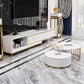 Glam – console sur pied en verre, tiroirs inclus, console multimédia avec pieds