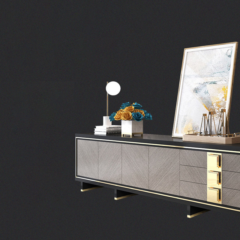 Console multimédia contemporaine Console de meuble TV en bois avec tiroirs