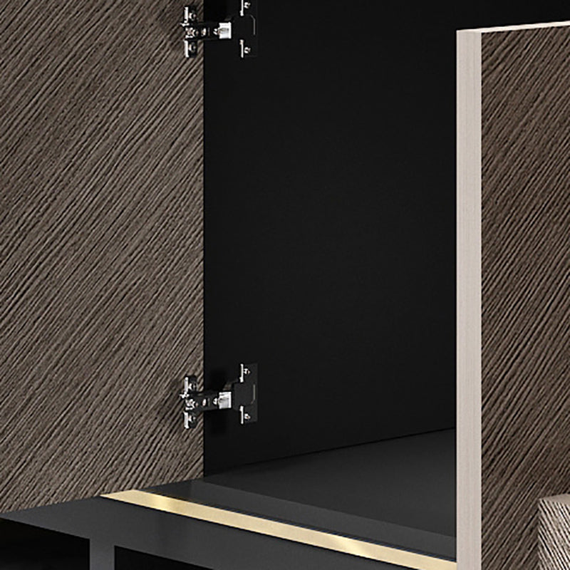 Glam Glass Stand Console Enclosed Storage Media Console with Doors Clearhalo 'furn' 'furn_tv_stands_entertainment_centers' 'Furniture' 'Living Room Furniture' 'TV Stands & Entertainment Centers' 'TV Stands & Media Storage Furniture' 'tv_stands_entertainment_centers' 6439406